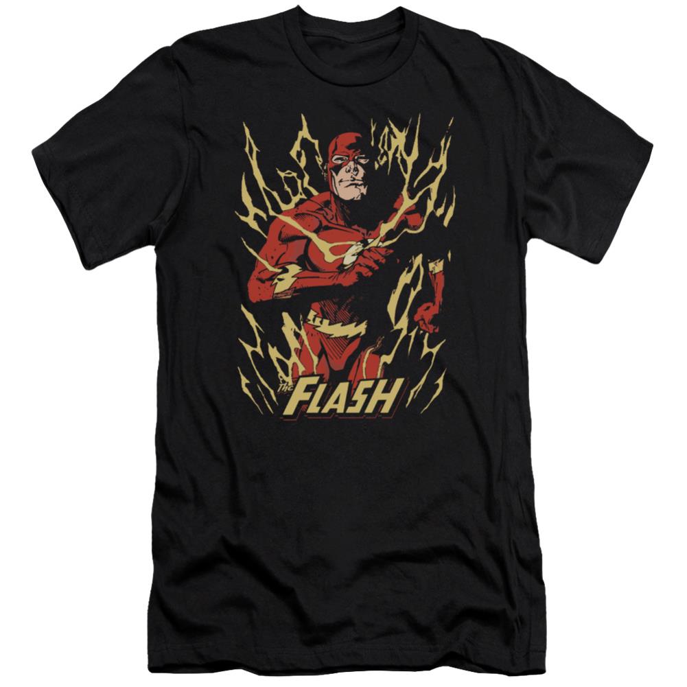 Justice League Of America Flash Flare Men's Ultra-Soft 30/1 Cotton Slim Short-Sleeve T-Shirt