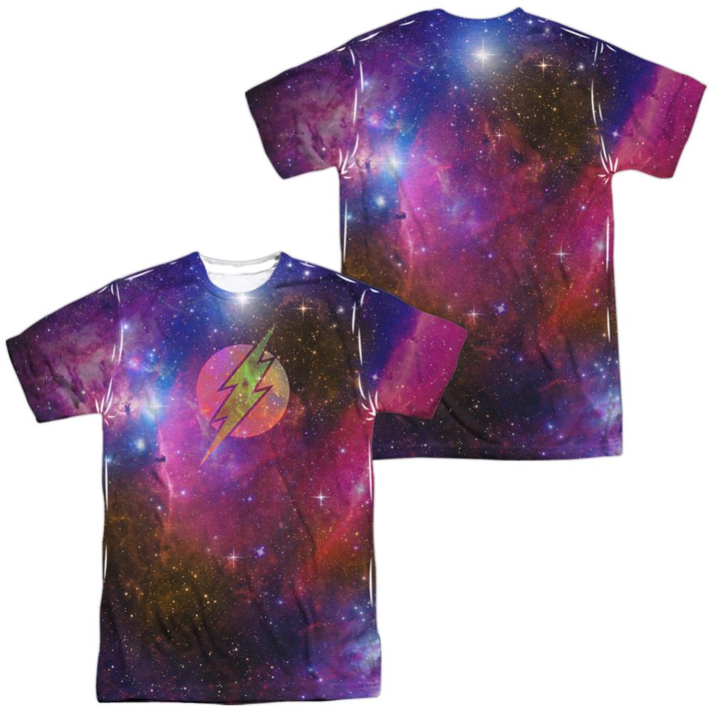 Justice League Of America Flash Galaxy (Front/Back Print) Men's Regular Fit Polyester Short-Sleeve T-Shirt
