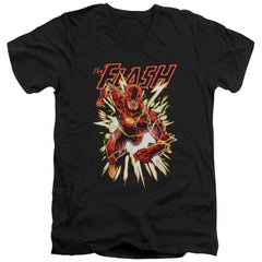 Justice League Of America Flash Glow Men's 30/1 Cotton Slim V-Neck T-Shirt