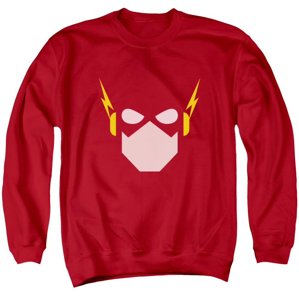 Justice League Of America Flash Head Men's Crewneck 50 50 Poly Long-Sleeve T-Shirt