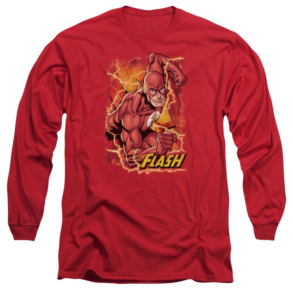 Justice League Of America Flash Lightning Men's 18/1 Cotton Long-Sleeve T-Shirt