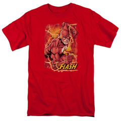 Justice League Of America Flash Lightning Men's 18/1 Cotton Short-Sleeve T-Shirt