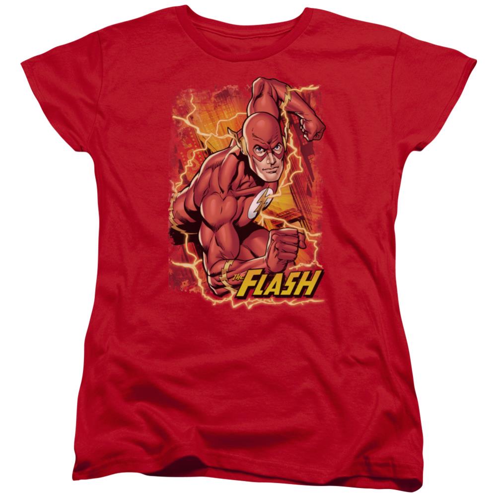 Justice League Of America Flash Lightning Women's 18/1 Cotton Short-Sleeve T-Shirt