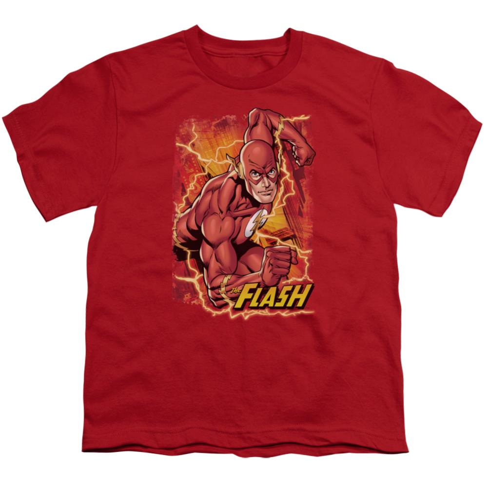 Justice League Of America Flash Lightning Youth 18/1 100% Cotton Short-Sleeve T-Shirt