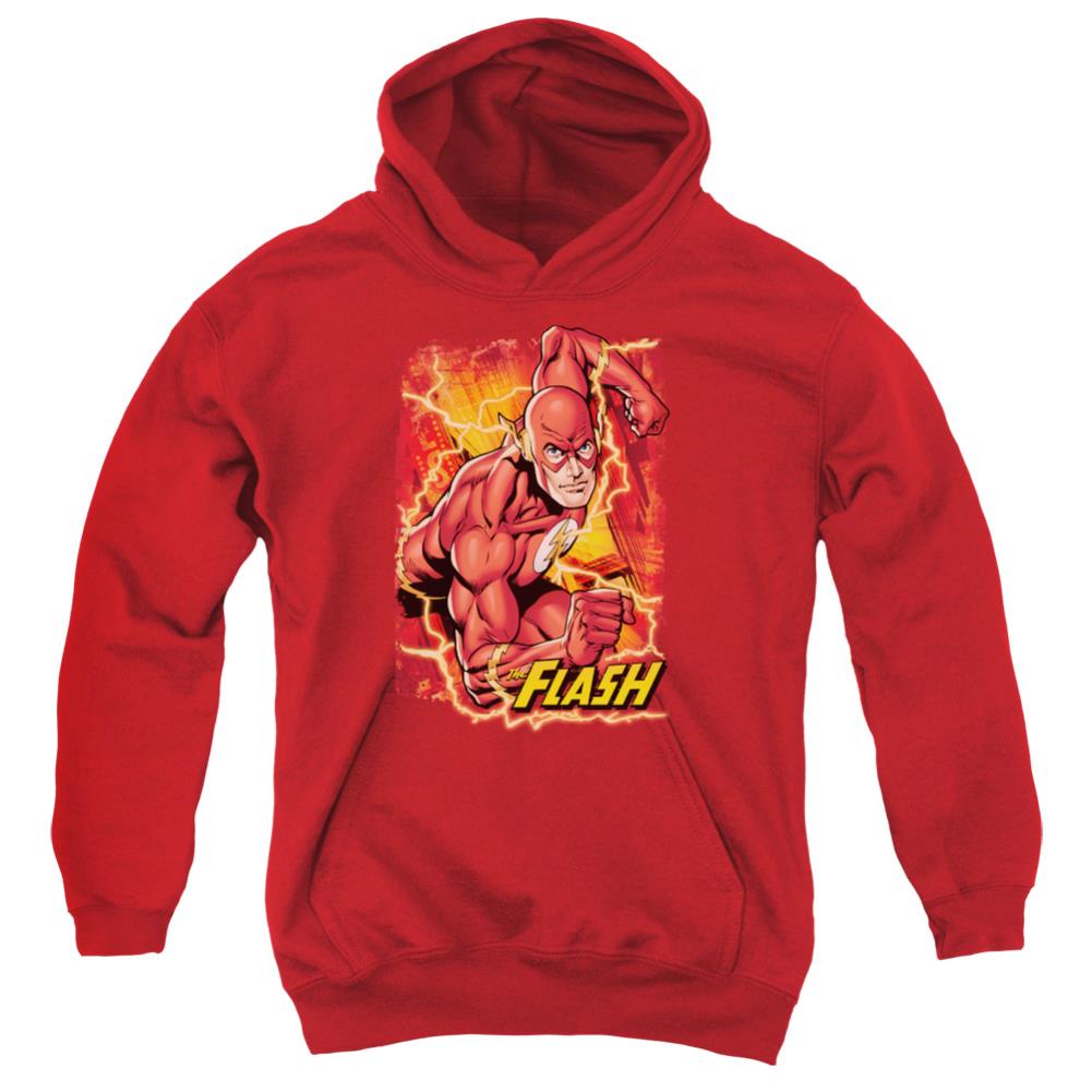 Justice League Of America Flash Lightning Youth Cotton Poly Pull-Over Hoodie