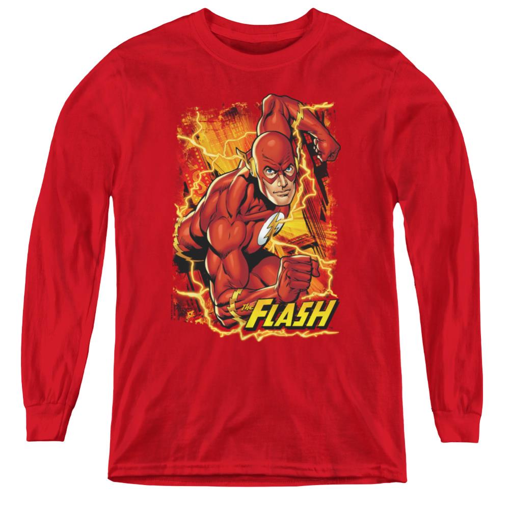 Justice League Of America Flash Lightning Youth Long-Sleeve T-Shirt