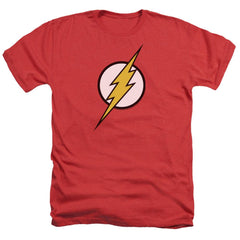 Justice League Of America Flash Logo Men's 30/1 Heather 60 40 Poly Short-Sleeve T-Shirt