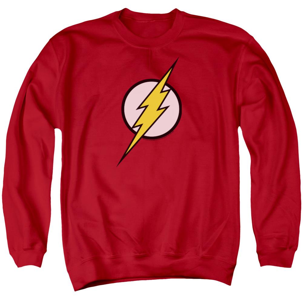 Justice League Of America Flash Logo Men's Crewneck 50 50 Poly Long-Sleeve T-Shirt
