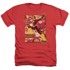 Justice League Of America Flash Men's 30/1 Heather 60 40 Poly Short-Sleeve T-Shirt