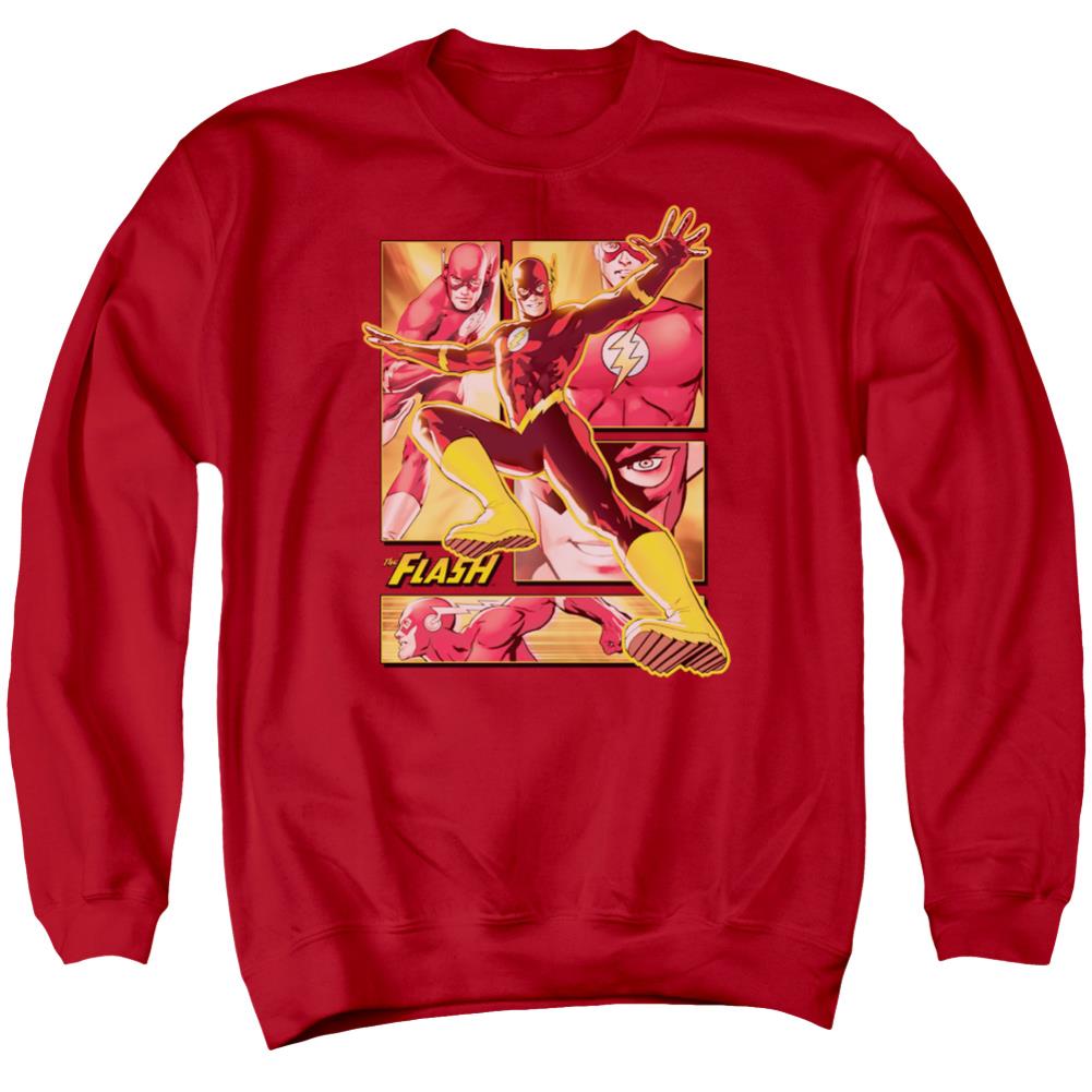 Justice League Of America Flash Men's Crewneck 50 50 Poly Long-Sleeve T-Shirt