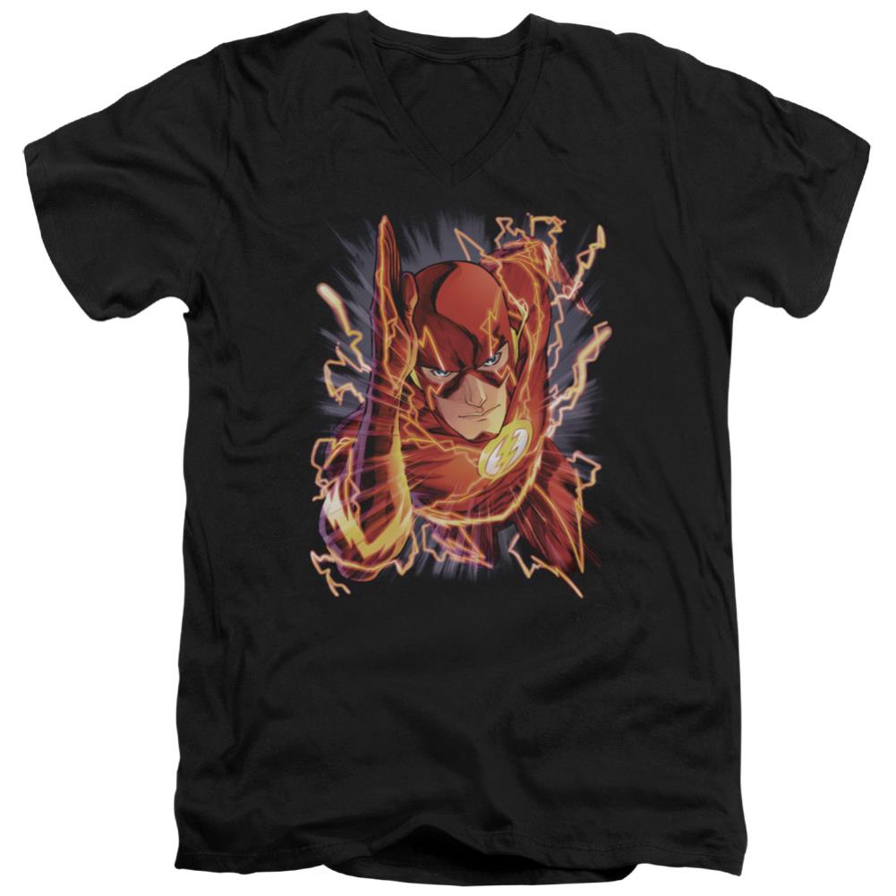 Justice League Of America Flash #1 Men's 30/1 Cotton Slim V-Neck T-Shirt