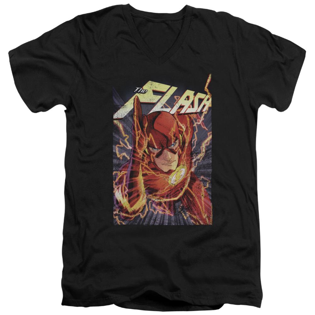 Justice League Of America Flash One Men's 30/1 Cotton Slim V-Neck T-Shirt