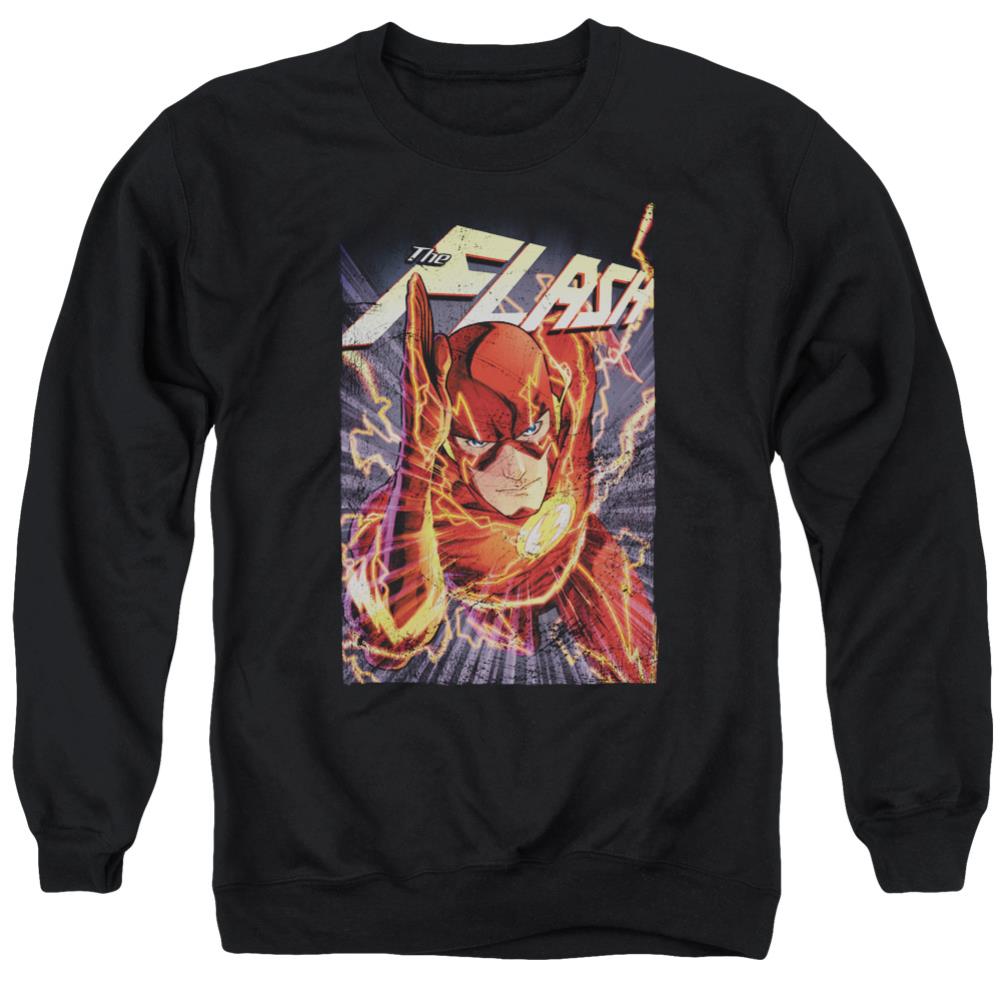 Justice League Of America Flash One Men's Crewneck 50 50 Poly Long-Sleeve T-Shirt