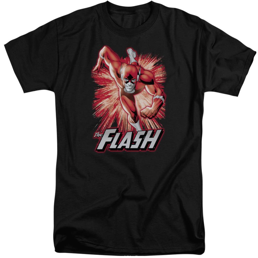 Justice League Of America Flash Red And Gray Men's 18/1 Tall Cotton Short-Sleeve T-Shirt