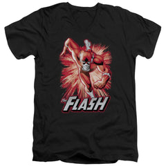 Justice League Of America Flash Red And Gray Men's 30/1 Cotton Slim V-Neck T-Shirt