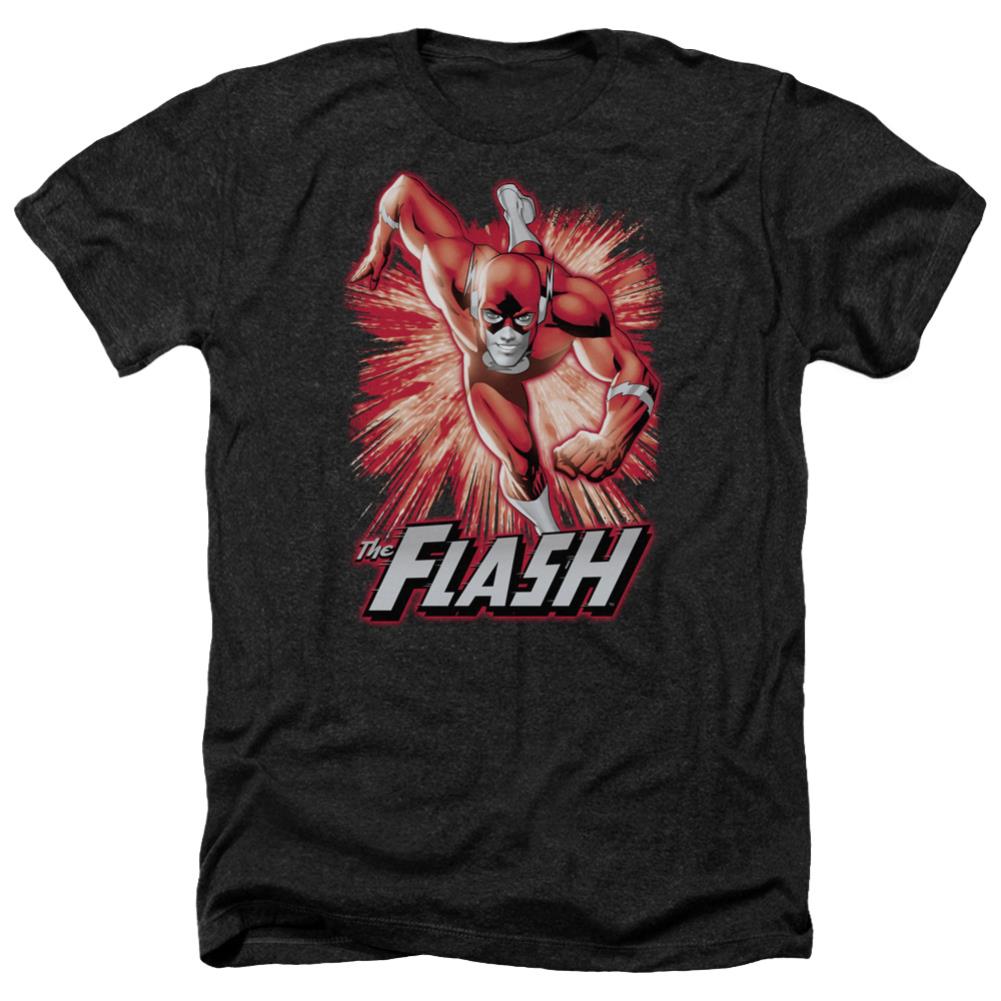 Justice League Of America Flash Red And Gray Men's 30/1 Heather 60 40 Poly Short-Sleeve T-Shirt