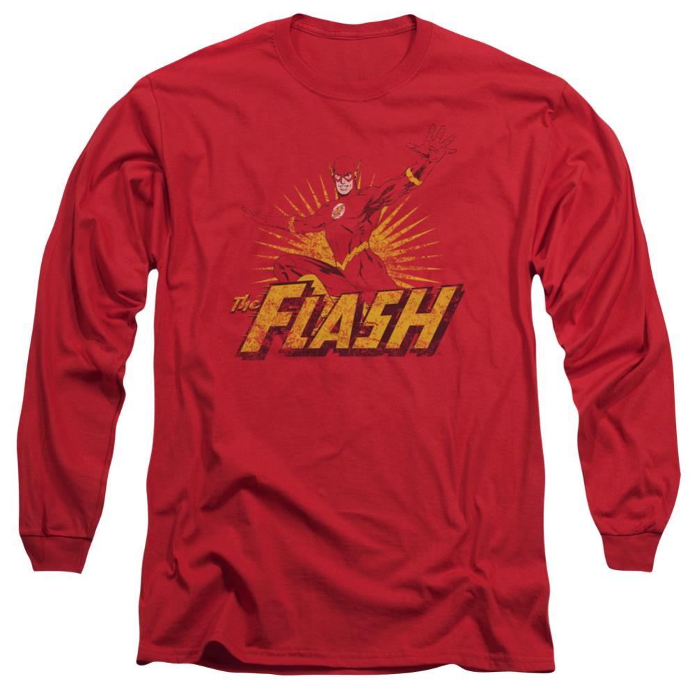 Justice League Of America Flash Rough Distress Men's 18/1 Cotton Long-Sleeve T-Shirt