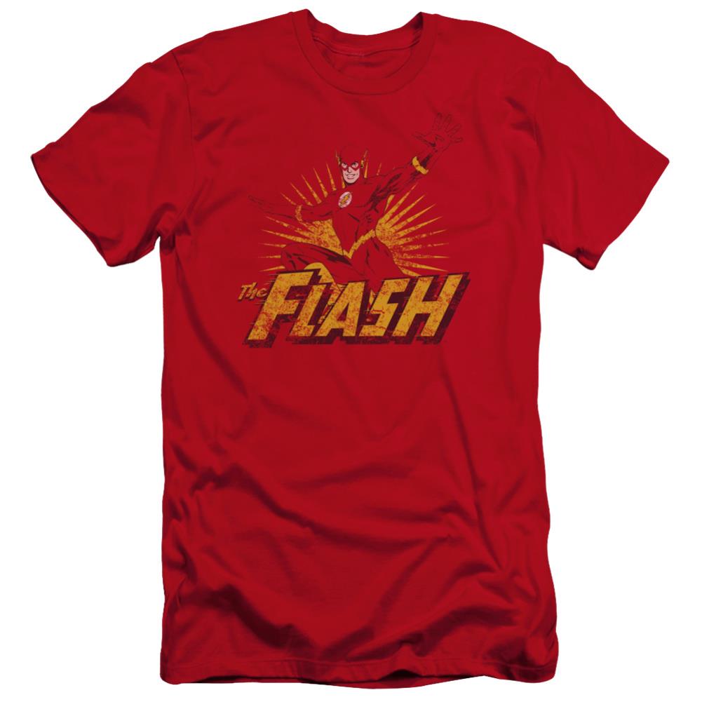 Justice League Of America Flash Rough Distress Men's Ultra-Soft 30/1 Cotton Slim Short-Sleeve T-Shirt