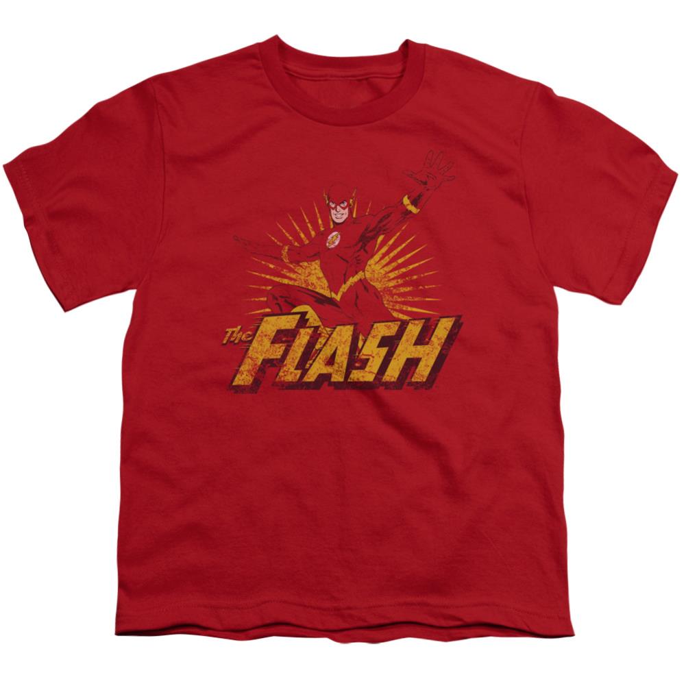 Justice League Of America Flash Rough Distress Youth 18/1 100% Cotton Short-Sleeve T-Shirt