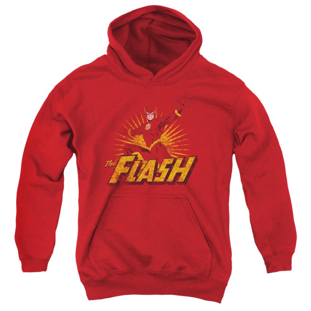 Justice League Of America Flash Rough Distress Youth Cotton Poly Pull-Over Hoodie