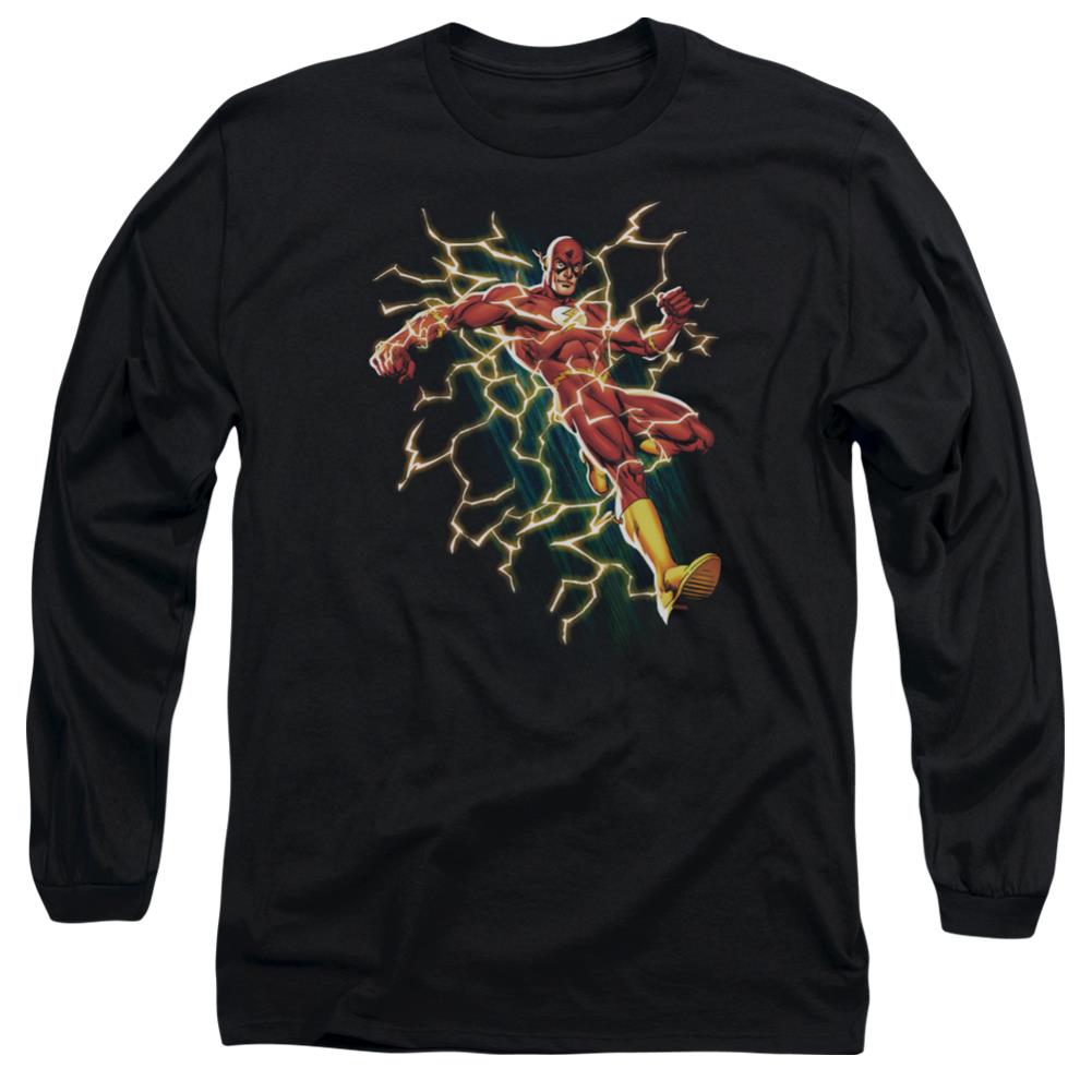 Justice League Of America Flash Symbol Knockout Men's 18/1 Cotton Long-Sleeve T-Shirt