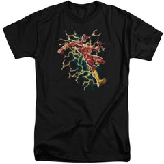 Justice League Of America Flash Symbol Knockout Men's 18/1 Tall Cotton Short-Sleeve T-Shirt