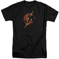 Justice League Of America Flash Symbol Knockout Men's 18/1 Tall Cotton Short-Sleeve T-Shirt