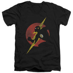 Justice League Of America Flash Symbol Knockout Men's 30/1 Cotton Slim V-Neck T-Shirt