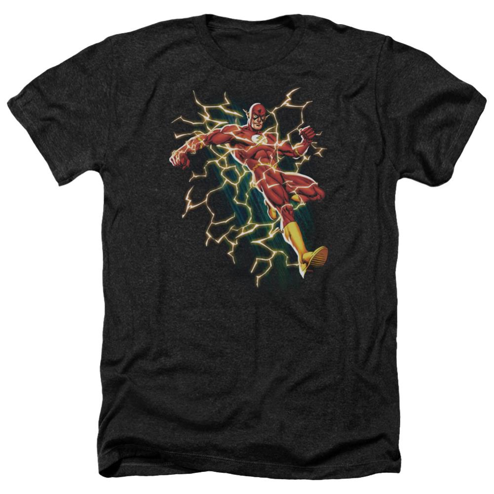 Justice League Of America Flash Symbol Knockout Men's 30/1 Heather 60 40 Poly Short-Sleeve T-Shirt