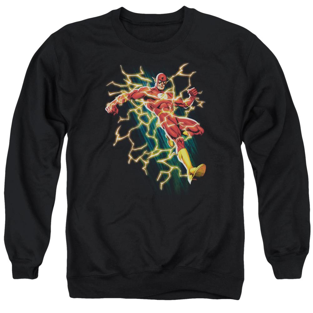 Justice League Of America Flash Symbol Knockout Men's Crewneck 50 50 Poly Long-Sleeve T-Shirt