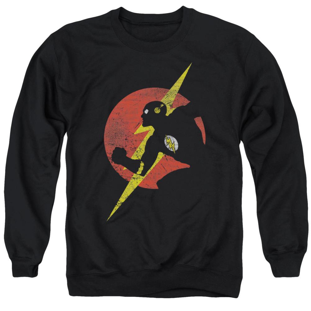 Justice League Of America Flash Symbol Knockout Men's Crewneck 50 50 Poly Long-Sleeve T-Shirt