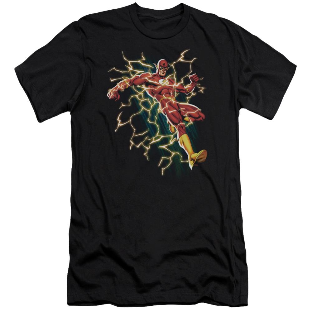 Justice League Of America Flash Symbol Knockout Men's Ultra-Soft 30/1 Cotton Slim Short-Sleeve T-Shirt