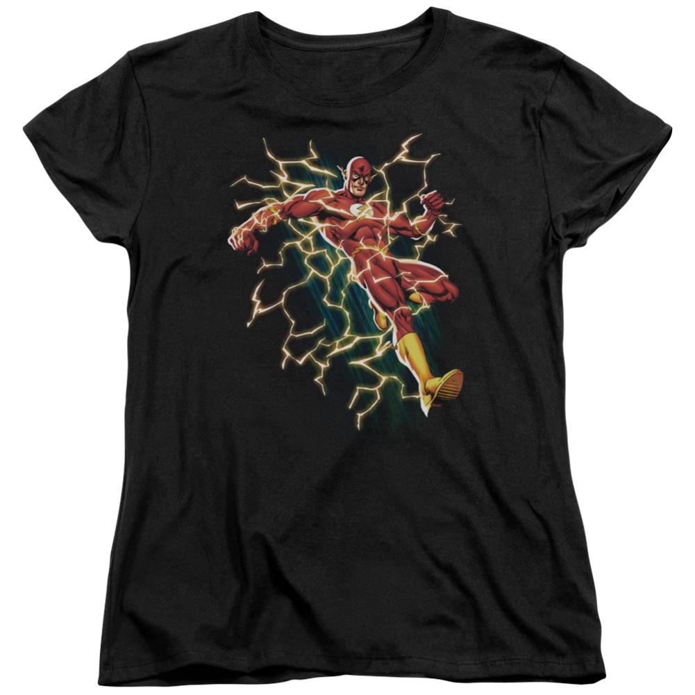 Justice League Of America Flash Symbol Knockout Women's 18/1 Cotton Short-Sleeve T-Shirt