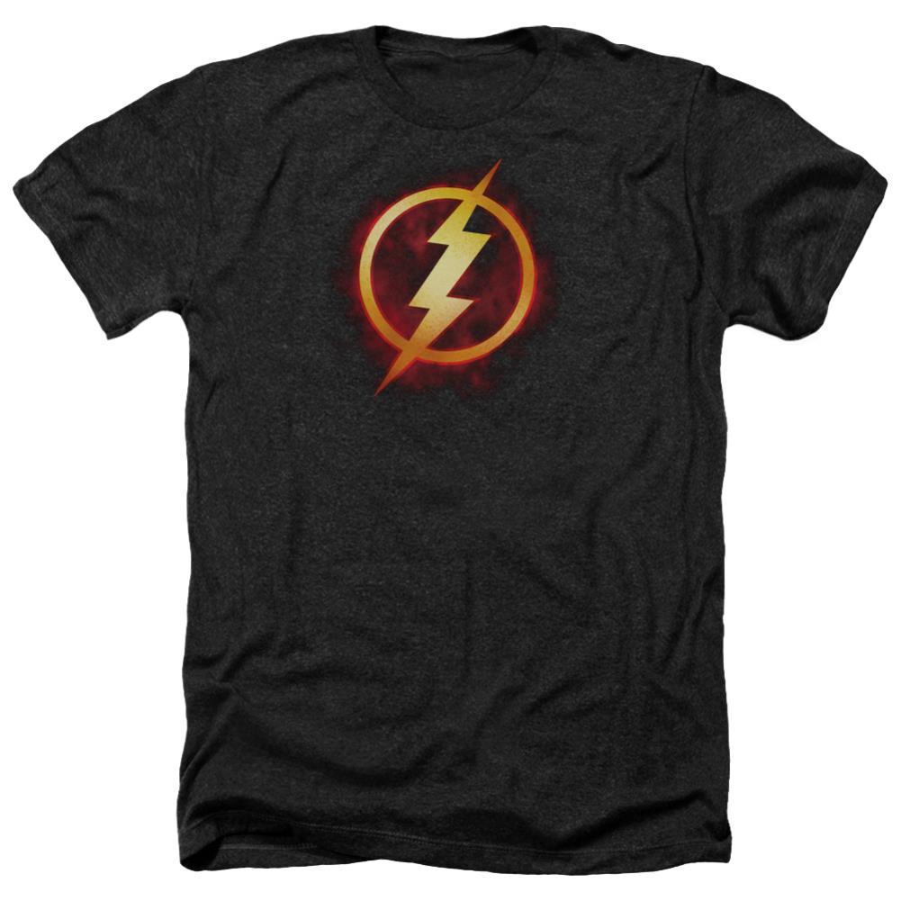 Justice League Of America Flash Title Men's 30/1 Heather 60 40 Poly Short-Sleeve T-Shirt