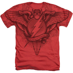 Justice League Of America Flash Winged Logo Men's 30/1 Cotton Poly SS Heather T