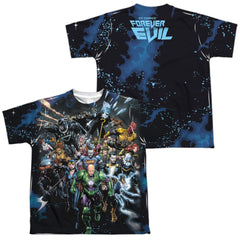 Justice League Of America Forever Evil (Front/Back Print) Youth Regular Fit Poly Short-Sleeve T-Shirt