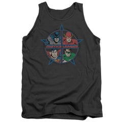 Justice League Of America Four Heroes Men's 18/1 Cotton Tank Top