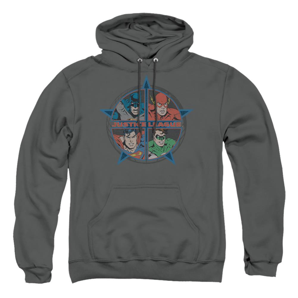 Justice League Of America Four Heroes Men's Pull-Over 75 25 Poly Hoodie