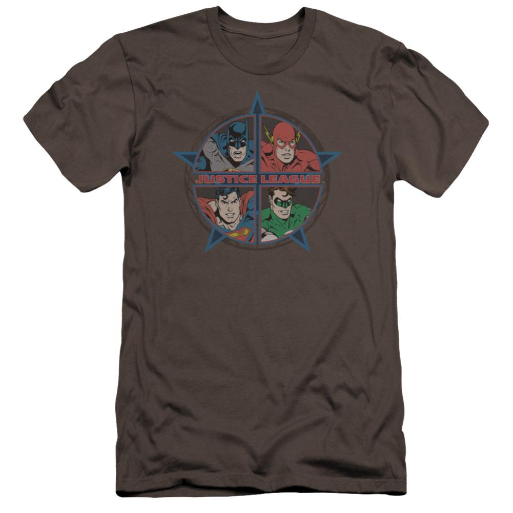 Justice League Of America Four Heroes Men's Ultra-Soft 30/1 Cotton Slim Short-Sleeve T-Shirt