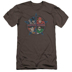 Justice League Of America Four Heroes Men's Ultra-Soft 30/1 Cotton Slim Short-Sleeve T-Shirt