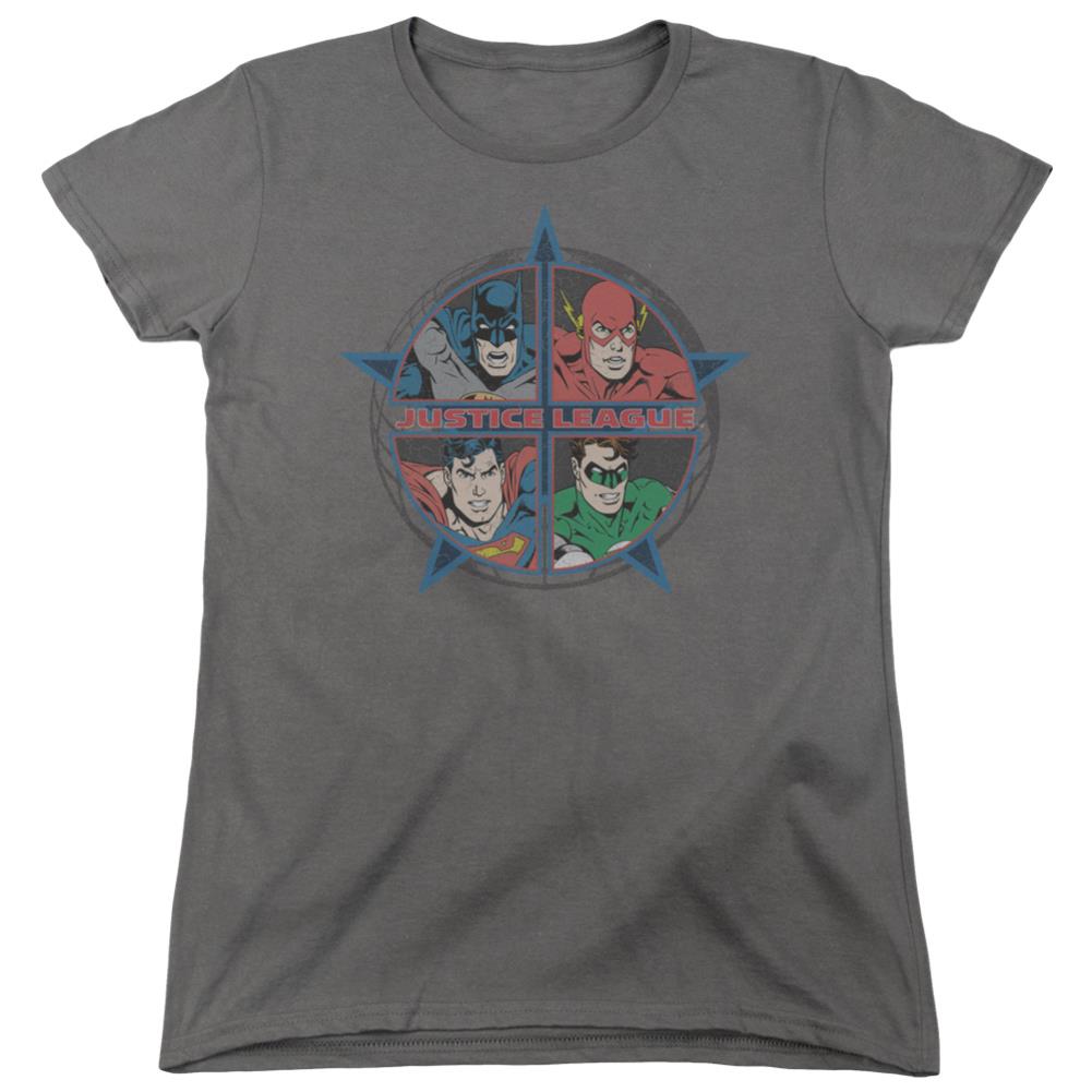Justice League Of America Four Heroes Women's 18/1 Cotton Short-Sleeve T-Shirt