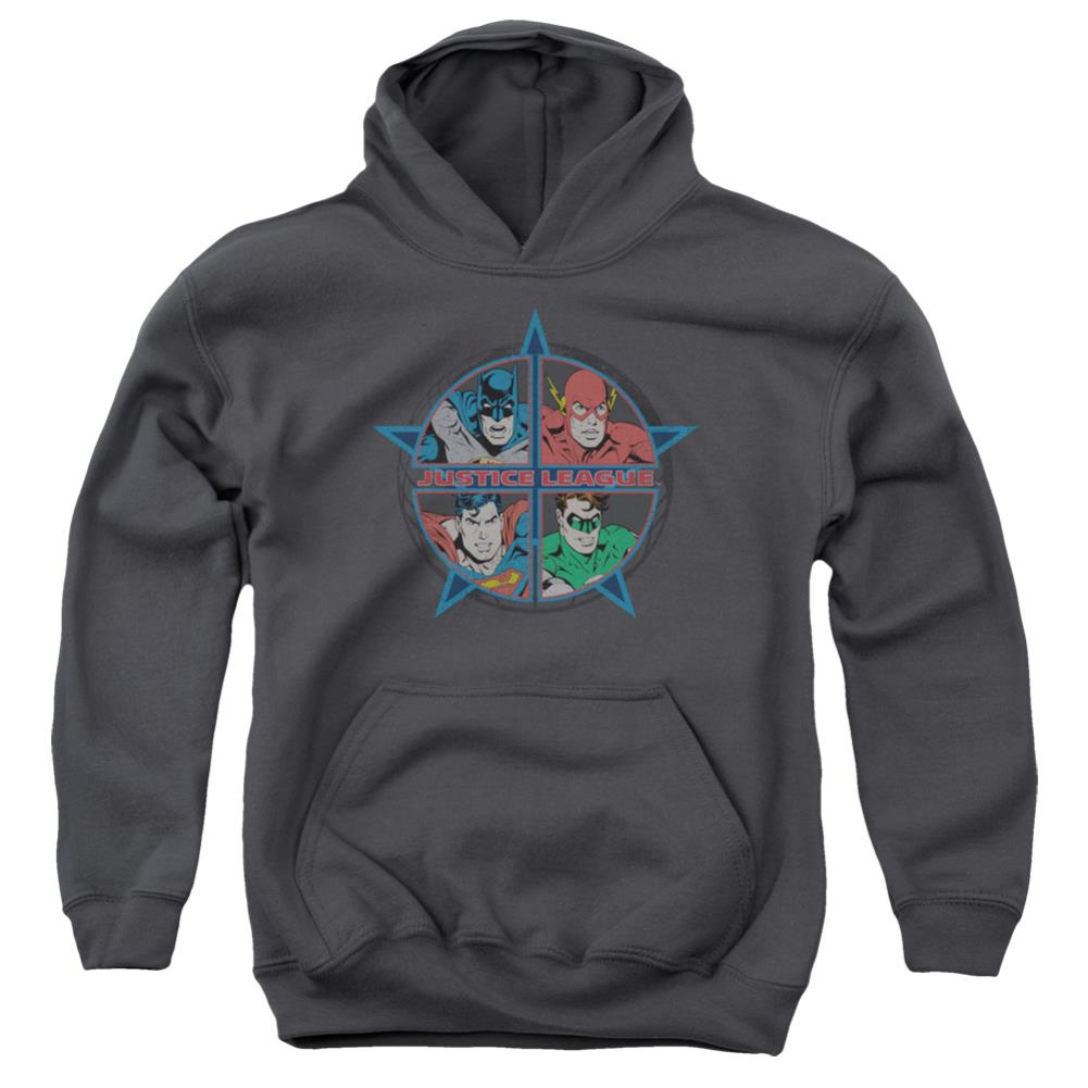 Justice League Of America Four Heroes Youth Cotton Poly Pull-Over Hoodie