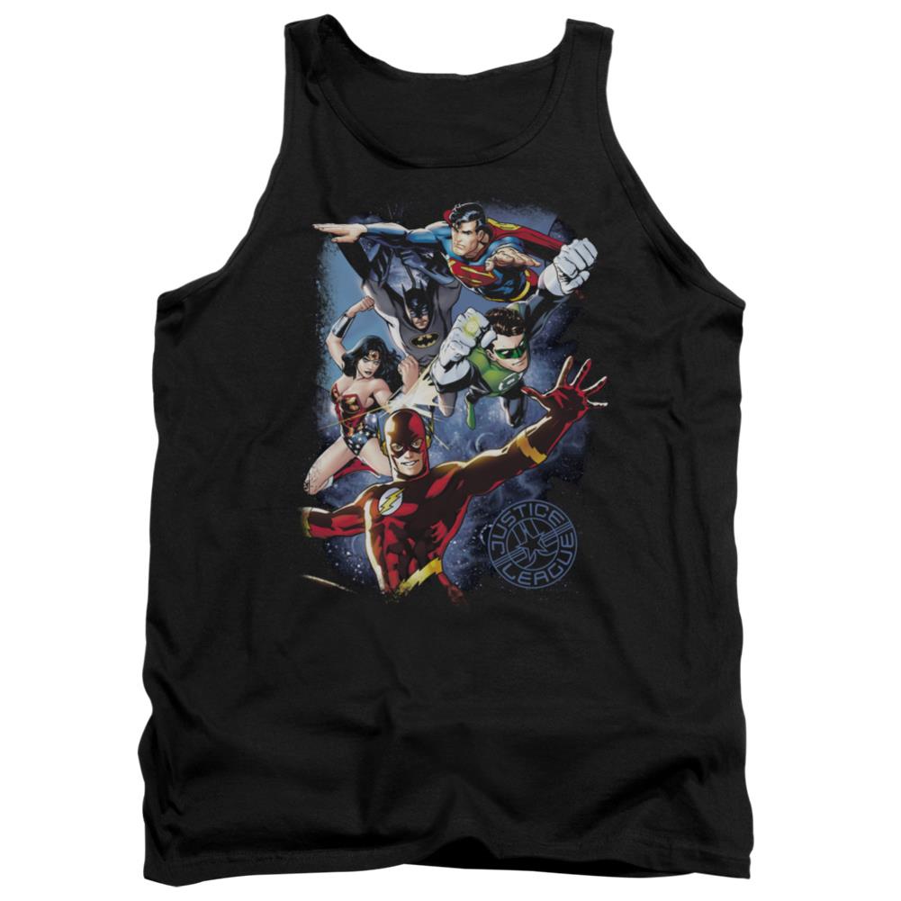 Justice League Of America Galactic Attack Color Men's 18/1 Cotton Tank Top