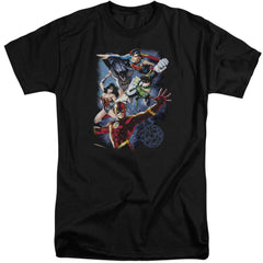 Justice League Of America Galactic Attack Color Men's 18/1 Tall Cotton Short-Sleeve T-Shirt
