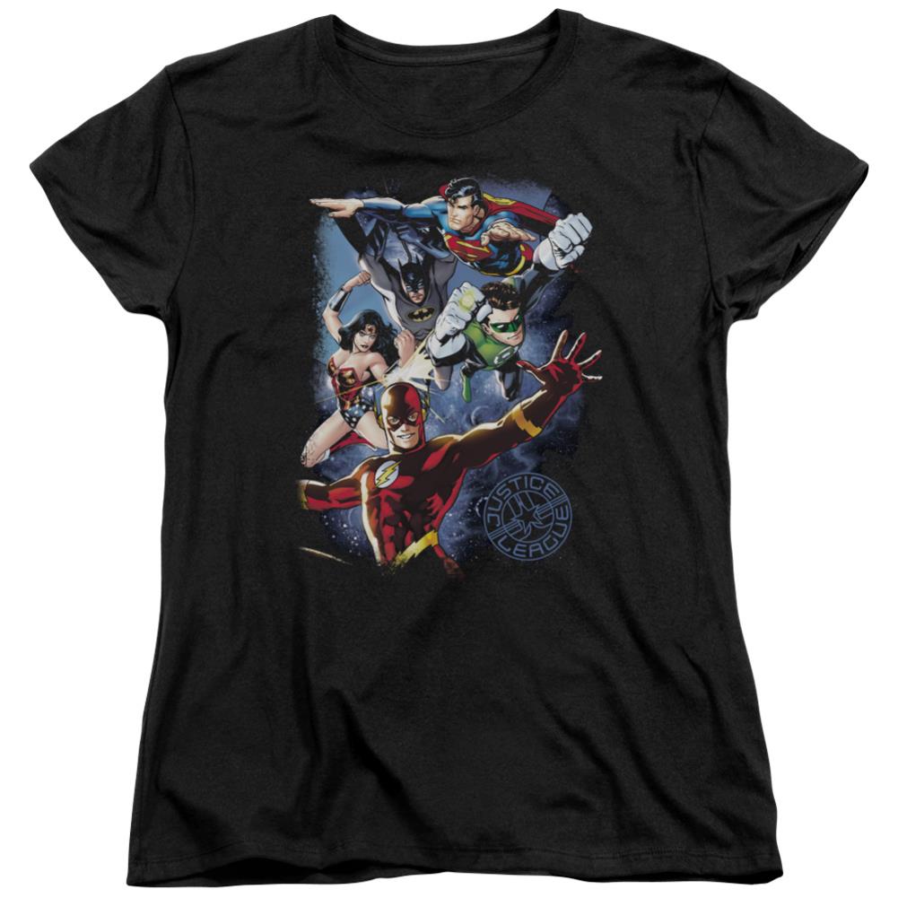 Justice League Of America Galactic Attack Color Women's 18/1 Cotton Short-Sleeve T-Shirt