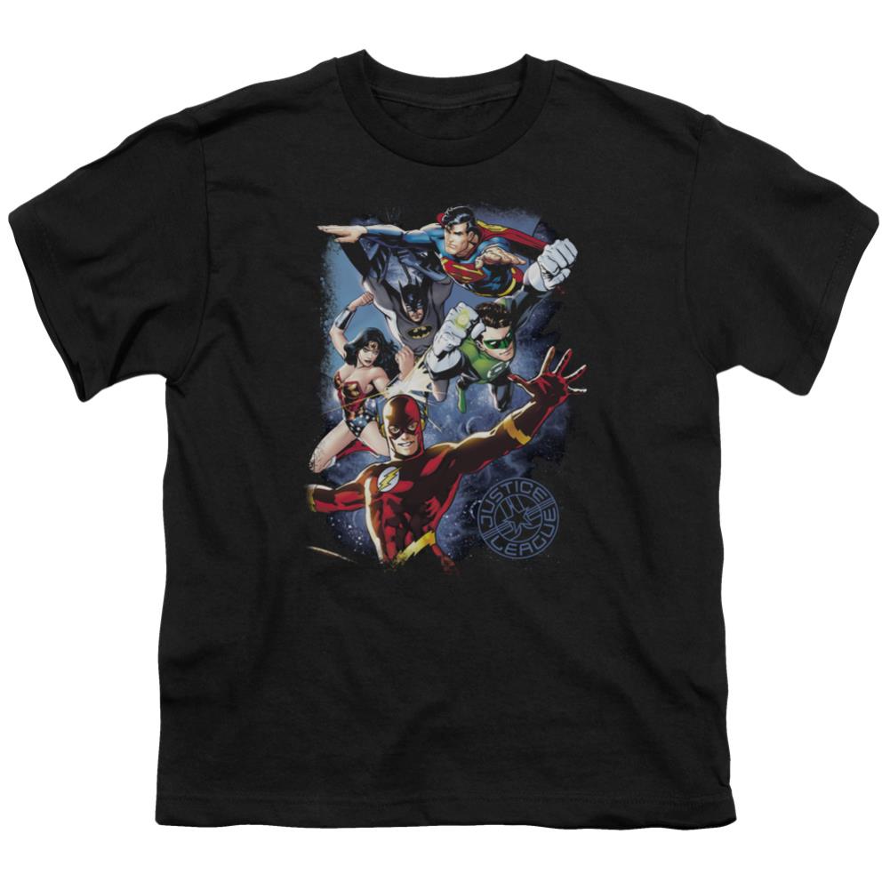 Justice League Of America Galactic Attack Color Youth 18/1 100% Cotton Short-Sleeve T-Shirt