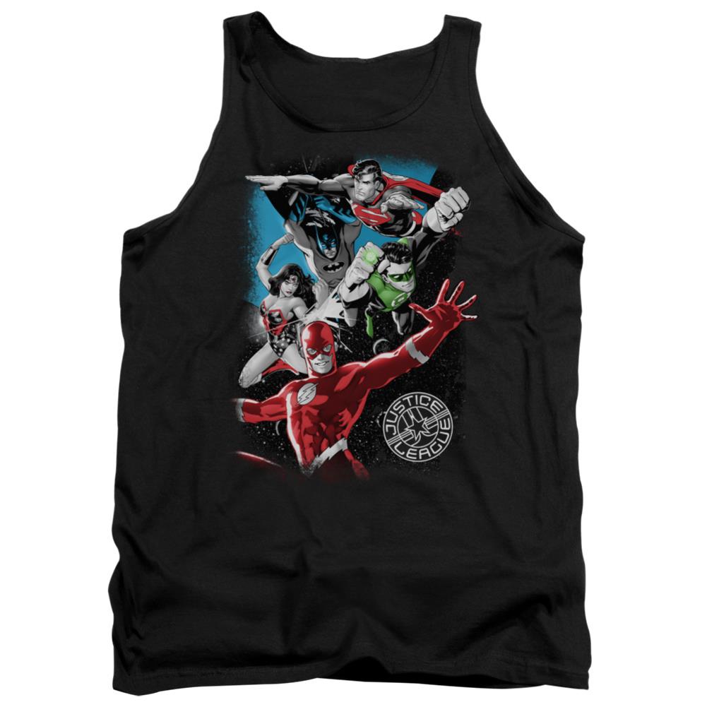 Justice League Of America Galactic Attack Men's 18/1 Cotton Tank Top