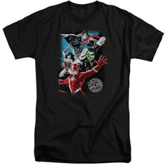 Justice League Of America Galactic Attack Men's 18/1 Tall Cotton Short-Sleeve T-Shirt