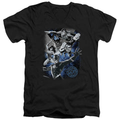 Justice League Of America Galactic Attack Nebula Men's 30/1 Cotton Slim V-Neck T-Shirt