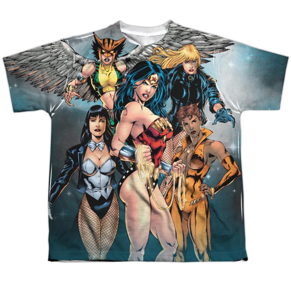 Justice League Of America Gals Night Out Youth Regular Fit Poly Short-Sleeve T-Shirt